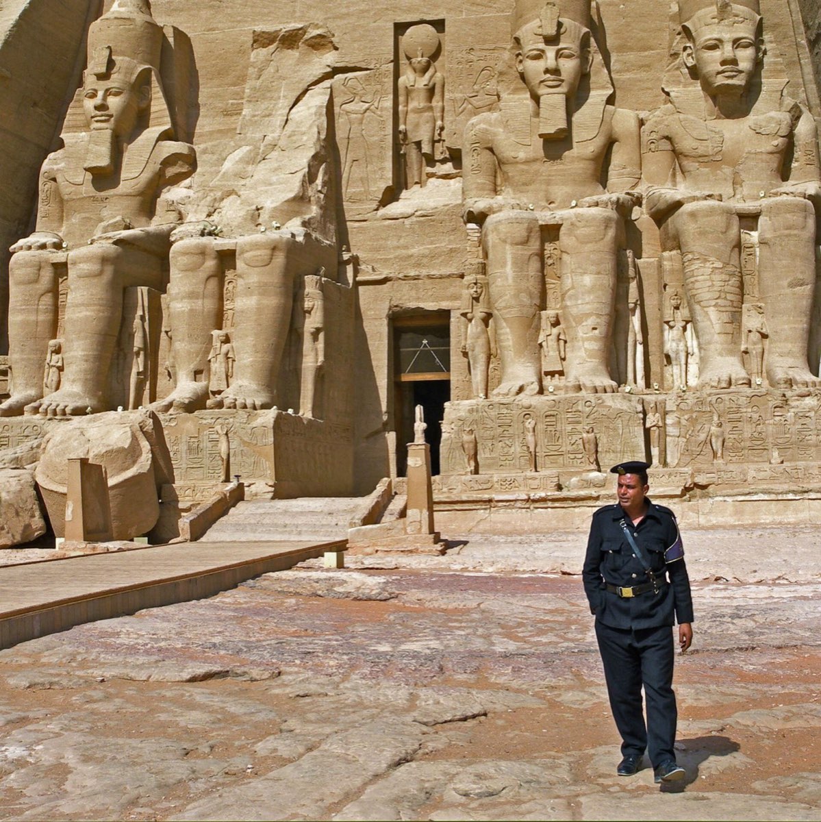 A guardsman statue of Ramses at Abu Simbel